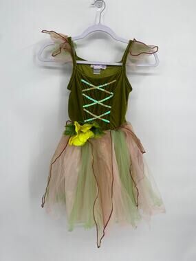 Princess Dress Green Lace Up Flower Tulle Skirt Medium